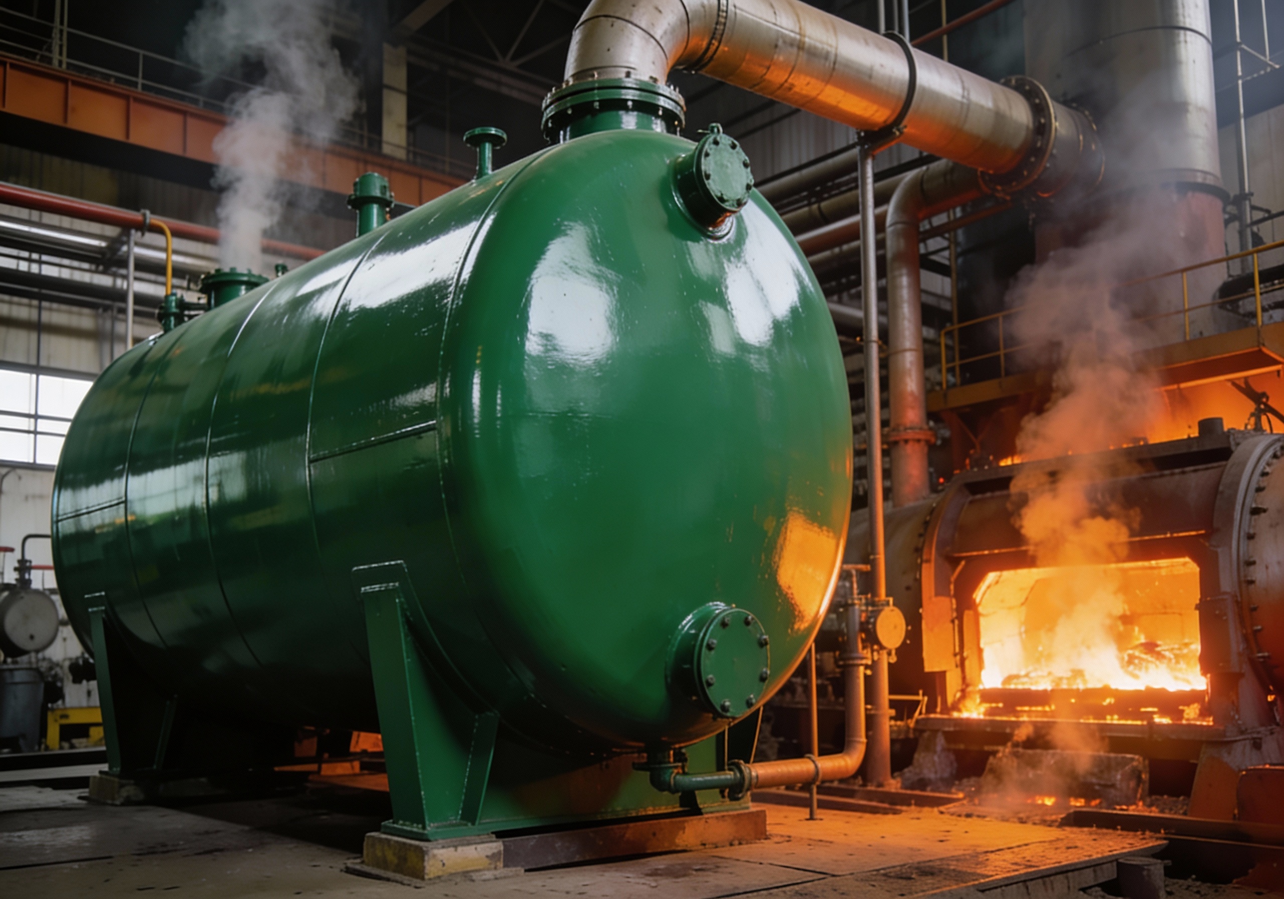 industrial tank coated with heat reistant paint in factory in high heat condition